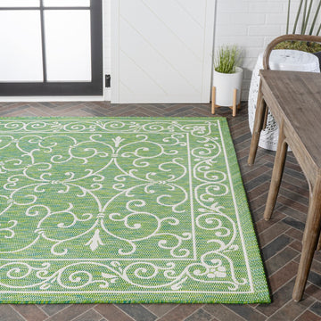 Charleston Vintage Filigree Textured Weave Indoor/outdoor Area Rug